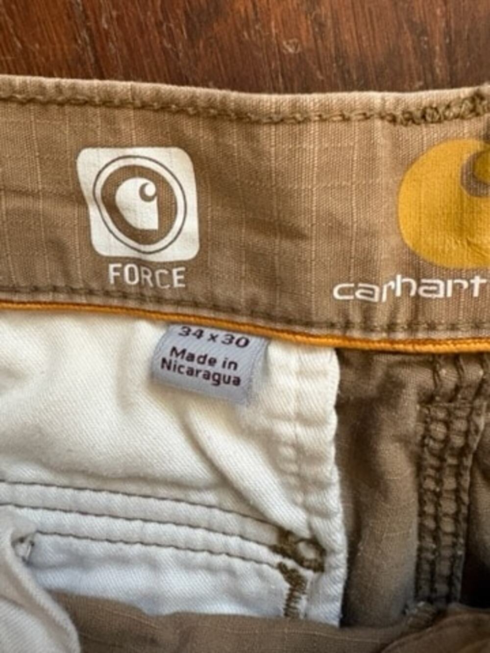 Carhartt Force Relaxed Fit Cargo Pants Mens 34x30 Khaki Ripstop - Picture 7 of 9